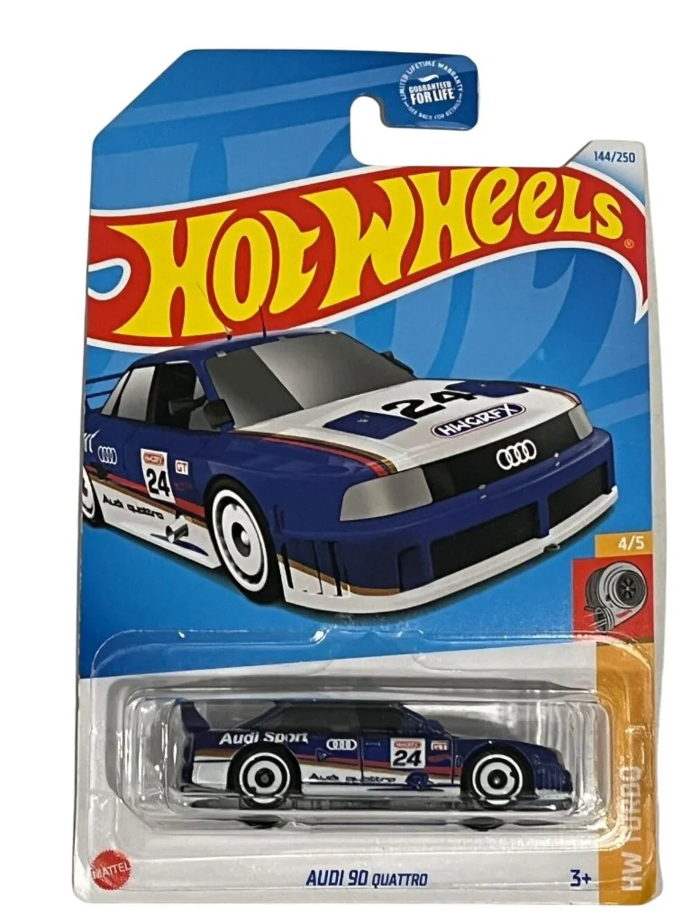 Hot Wheels Audi 90 Quattro HW Turbo 144/250 4/5 Blue Race Car NOC